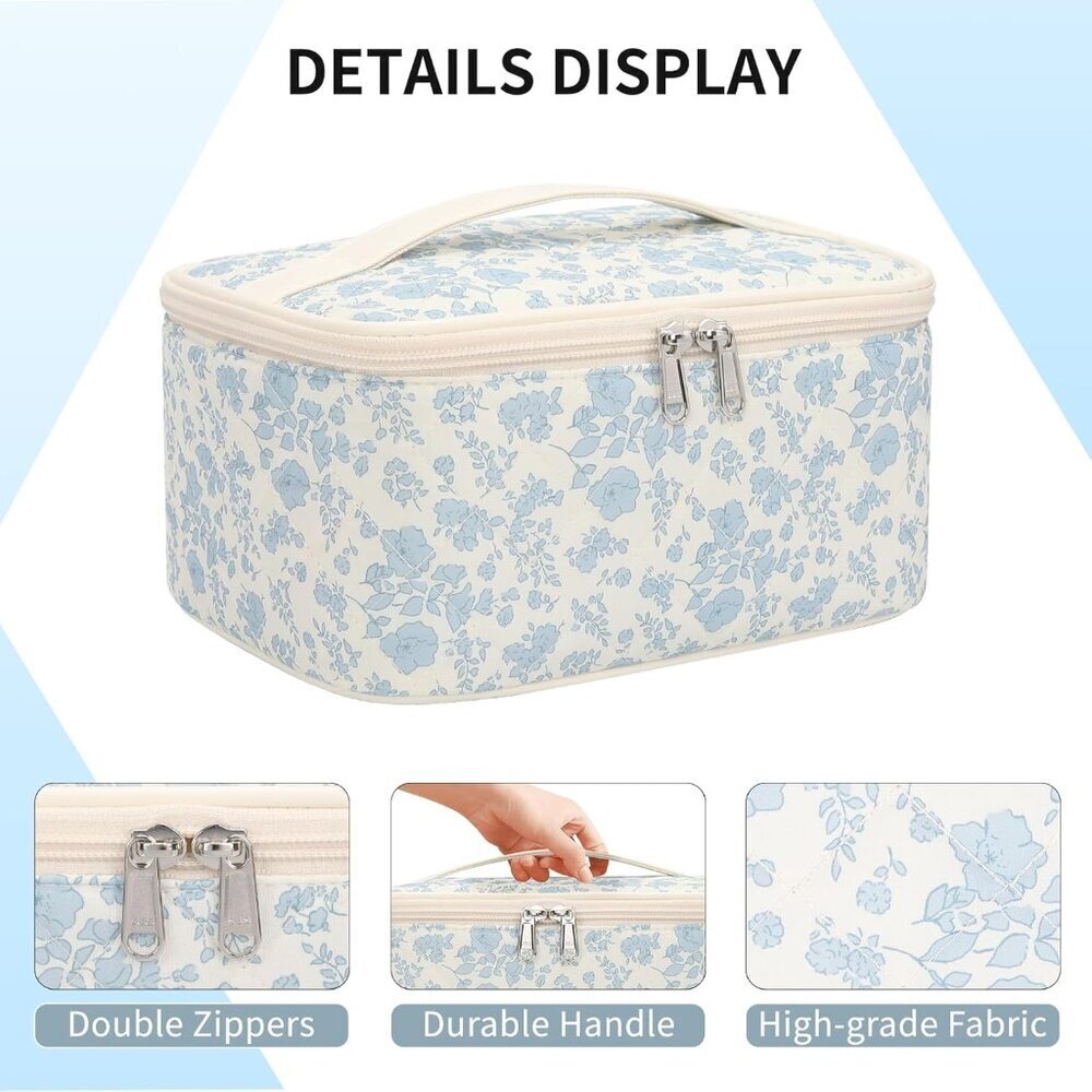 Makeup Bag Portable Cosmetic Bag For Women, Large Capacity Travel Makeup Case Or - Picture 6 of 9